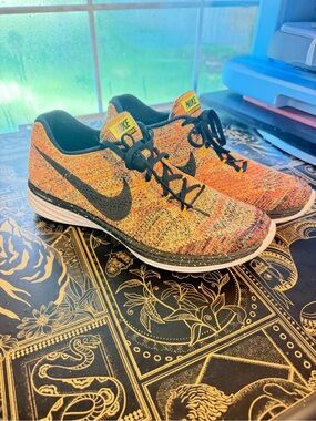 Nike Multicolor Flyknit Lunar Shoes with Black Swoosh